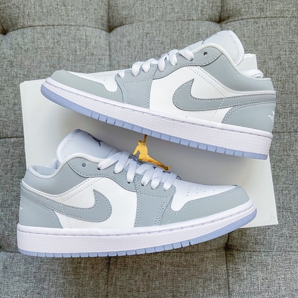 Jordan Shoes - 🤍💙 Air Jordan 1 low white grey ice blue shoes